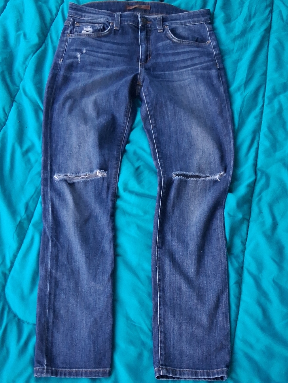 Joe's Jeans Straight Leg Distressed Blue Denim